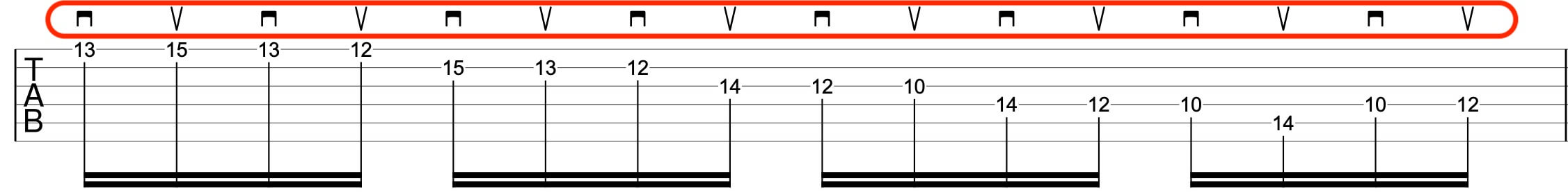 Alternate picking 16th note example