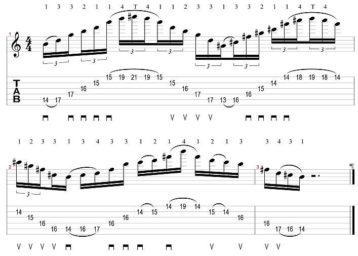 Sweep Picking Arpeggio Tab