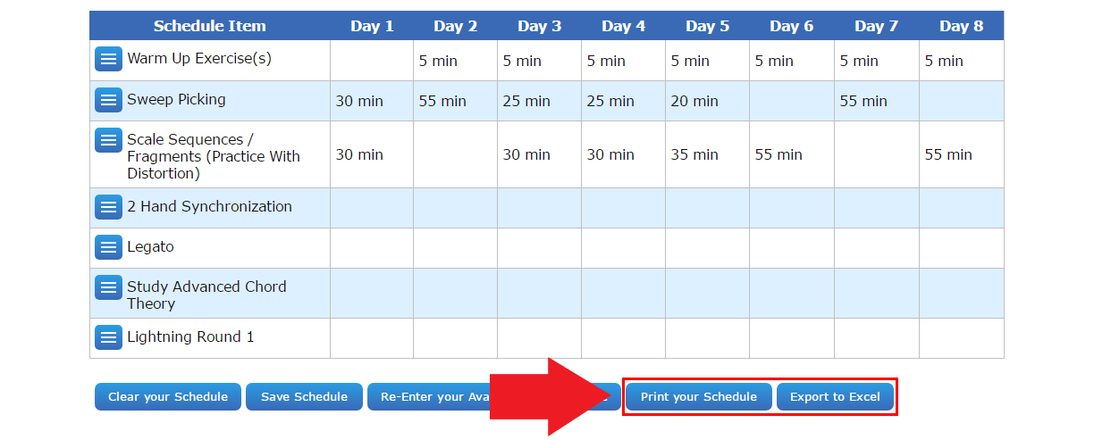 extended daily guitar practice schedule pdf