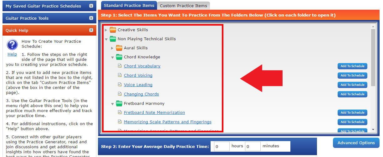Create standard practice items