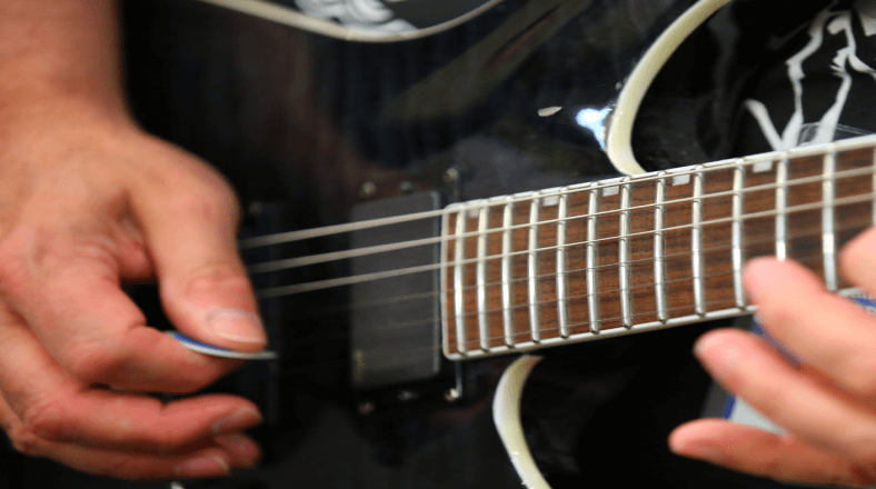Sweep pick on guitar